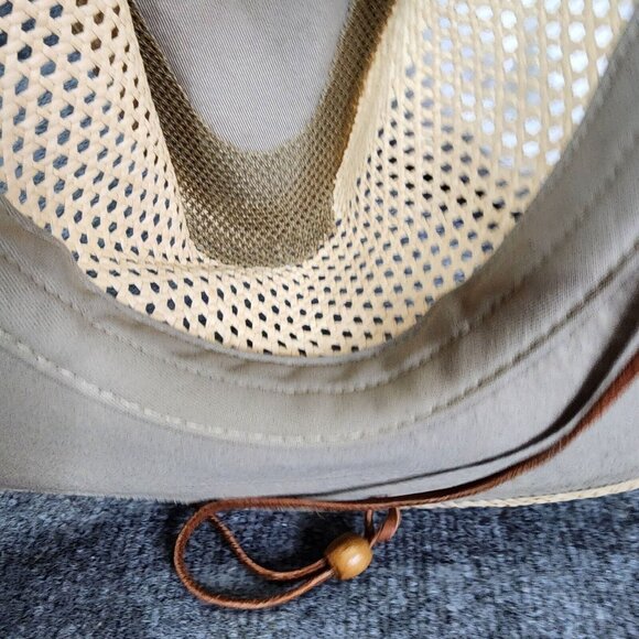 STETSON Airway Natural Straw Vented Panama Safari Hat Large Chin Strap Travel - Picture 12 of 16